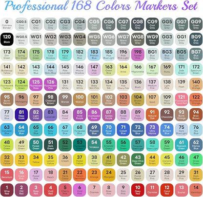 168 Colors Alcohol Markers Set, Professional Drawing Markers - Image 9