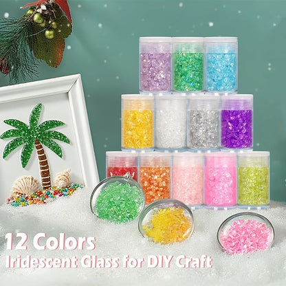 Matio 12 Colors Iridescent Crushed Glass, Irregular Chunky Glitter, Sprinkle - Image 7