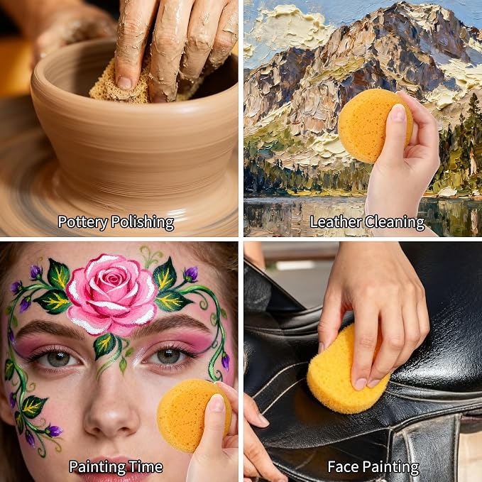 15pcs Pottery Sponges for Clay Round Painting Sponge Yellow Elasticity Cleaning - Image 4