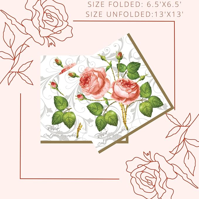 20-ct 13x13 Flowers Paper Luncheon Decoupage Napkins, 3-Ply Servilletas Printed - Image 2