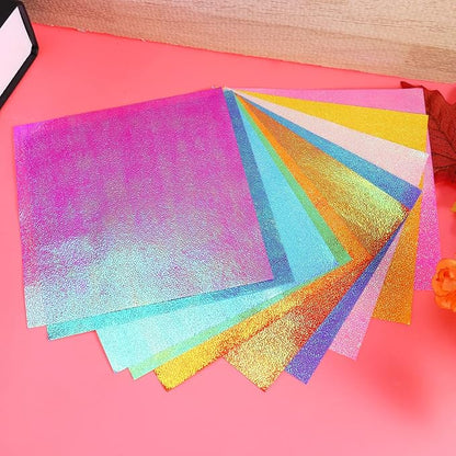 STOBOK 100pcs Shiny Origami Paper Iridescent Paper Square Shiny Folding - Image 8