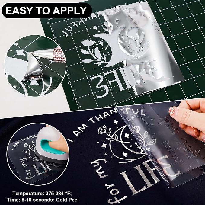 VINYL FROG Metallic Foil HTV Vinyl Roll 12" x5ft Silver Chrome Iron on Vinyl - Image 3