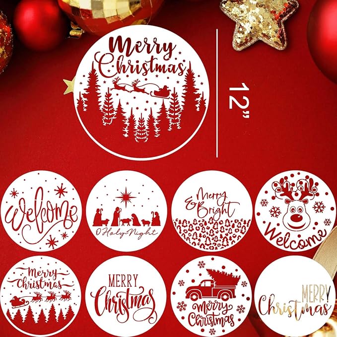 Christmas Stencils for Painting on Wood 12” Merry Christmas Stencil Holiday - Image 2