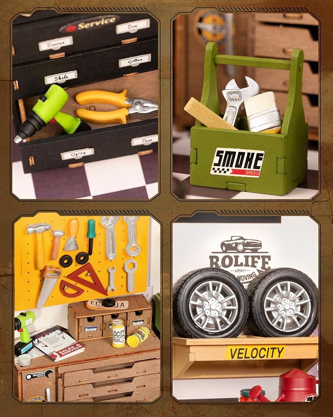 Rolife DIY Miniature House Kit Garage Workshop, Build 1/20 Mini House Building - Image 8