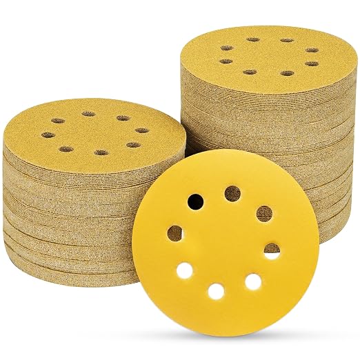 100PCS 5 Inch 8 Hole Sanding Discs 320 Grit by POTUINOM