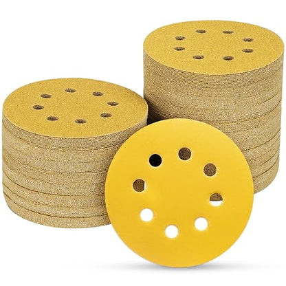 100PCS 5 Inch 8 Hole Sanding Discs 320 Grit by POTUINOM