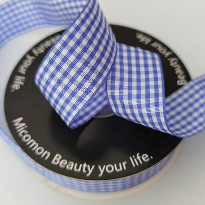 Blue and White Gingham Ribbon Plaid Ribbon 25 Yards Each Roll 100% Polyester - Image 6