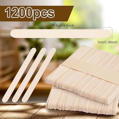 1200 Pieces Wooden Craft Sticks, 4.5 Inch Long Natural Wood Popsicle Ice Cream - Image 2