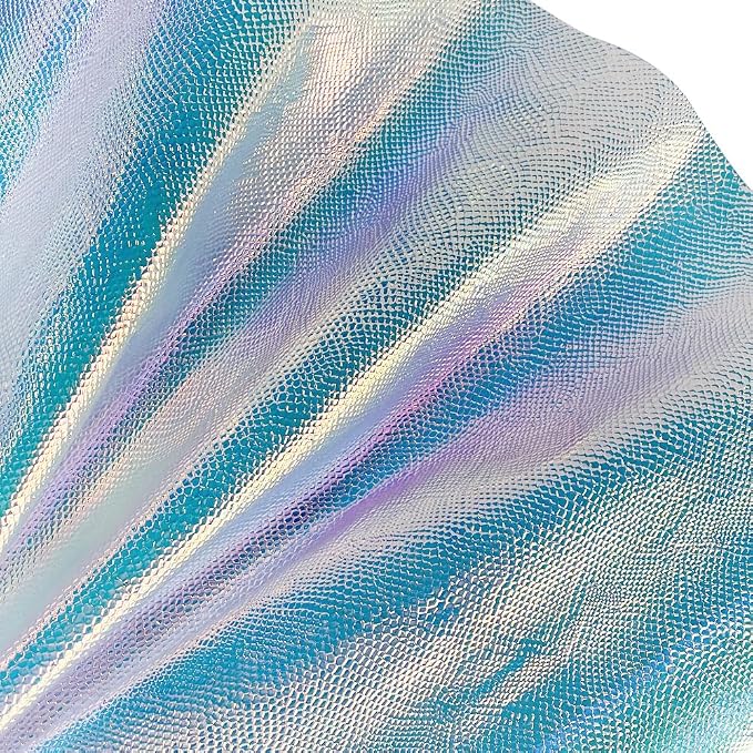 ONEART | Iridescent Transparent Embossed Vinyl Holographic Blue Clear PVC Vinyl - Image 3