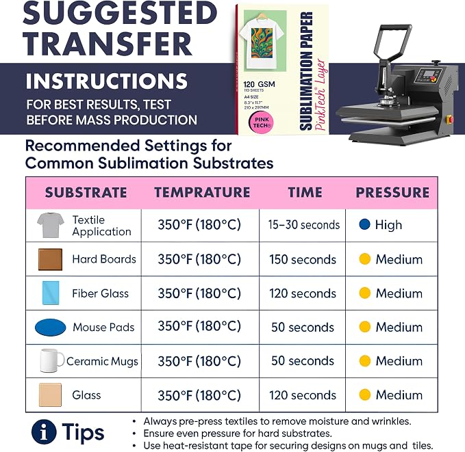 Hayes 110 Sheets Sublimation Paper 8.5x11 Inch Letter Size | 120gsm Heat - Image 5