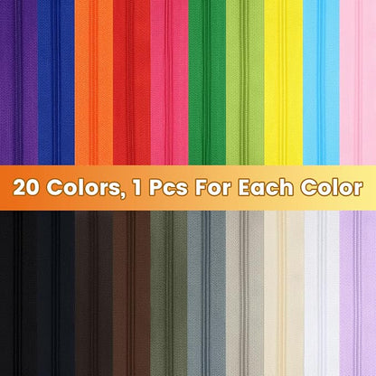 DOITEM 62 Yards 20 Pieces Sewing Zippers #3 Nylon Coil Zippers Assorted Zipper - Image 2
