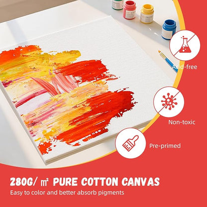 Simetufy 12 x 12 inch 12 Pack Painting Canvas Boards- Gesso Primed Acid-Free - Image 2