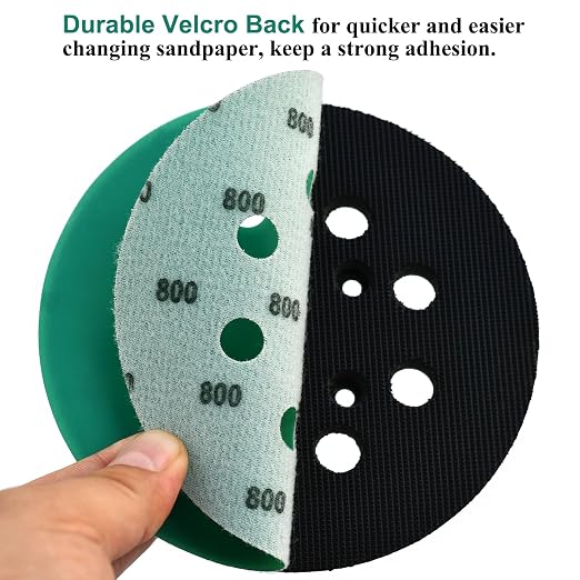 5-Inch 8-Hole Wet Dry Sanding Discs 800 Grit, Polyester Film Backed Heavy-Duty - Image 5
