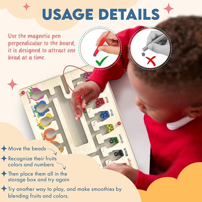 Magnetic Maze Board for Kids Age 3-5, Montessori Educational Wooden for All - Image 3