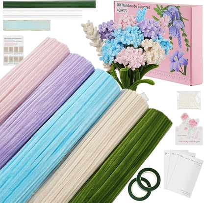 400 Pcs Soft Craft Pipe Cleaners Flowers, 5 Colors Chenille Stems Bulk by upcheirna