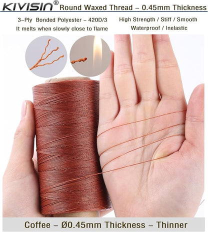 Thin Wax Polyester Thread, 547 Yards, 3 Ply Round Waxed Cord Strings - Image 3