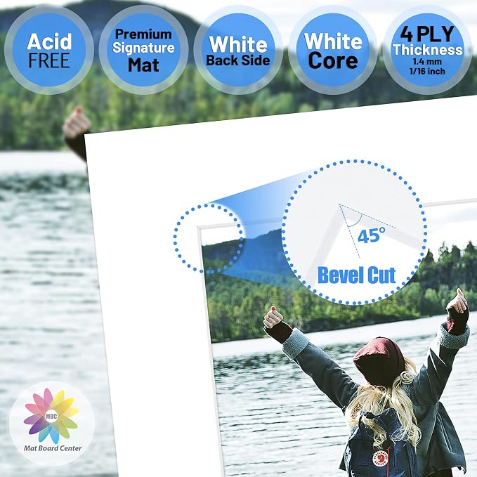 Mat Board Center, 12x12 for 8x8 White Photo Picture Mats - Image 3