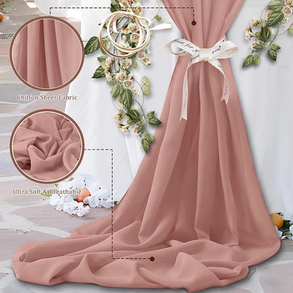 Horbaunal Dusty Rose Chiffon Fabric by The Yard, 1 Yard Continuous Sheer Fabric - Image 3