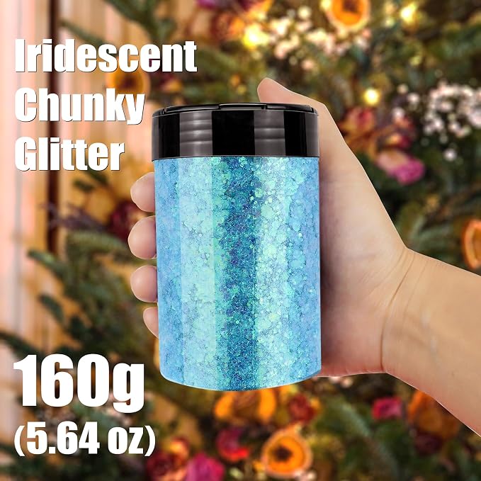 Estanoite Iridescent Chunky Glitter, 160G/5.64OZ Glitter, Mixed Fine & Chunky - Image 3