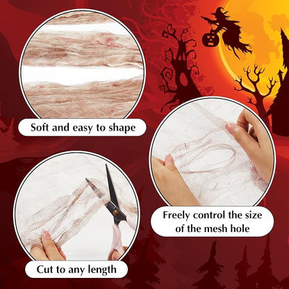 Boao Halloween Cheese cloth 70.87 x 196.85 Inch Light Bloody Cheesecloth Roll - Image 3