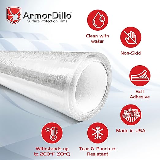 ArmorDillo Clear Full 3mil Self- Adhesive Paint Booth Protective Film Wall - Image 3