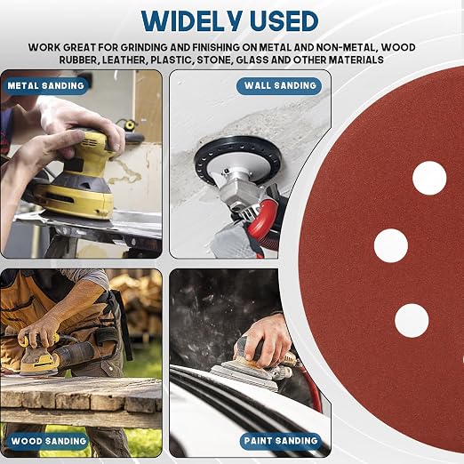 5 Inch 8 Hole Sanding Discs, Round Aluminum Oxide Sand Paper Discs - Image 6