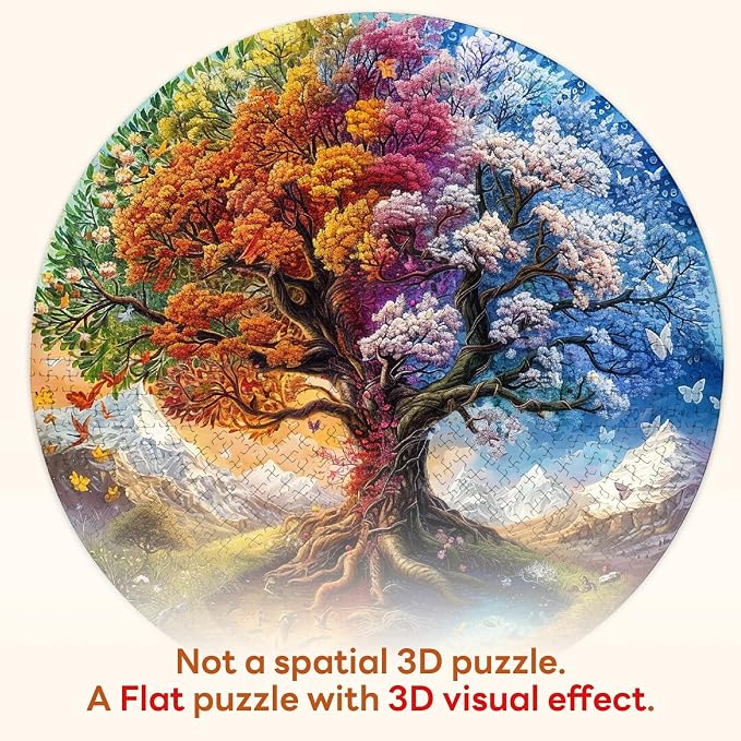 masseruon Round Puzzles for Adults 1000 Pieces-Tree of Life Puzzle-26.6x26.6in - Image 2
