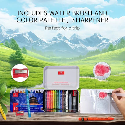 12 Colors Water Soluble Pastels, Watercolor Pastels Set - Image 7