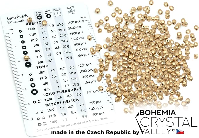 0.88oz Faceted Fire Polished Pressed Czech Glass Beads 3mm, Aztec Pale Gold - Image 2
