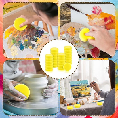 27 Pack Round Painting Sponge, 2.9 Inch Pottery Sponges, Clay Sponge - Image 6