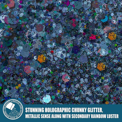Laser Black Chunky & Fine Iridescent Glitter Mix, 160G/5.64OZ - Image 2