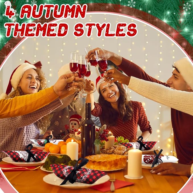 Janlaugh 200 Pcs Christmas Paper Cocktail Napkins Disposable 2 Ply Xmas Style - Image 6