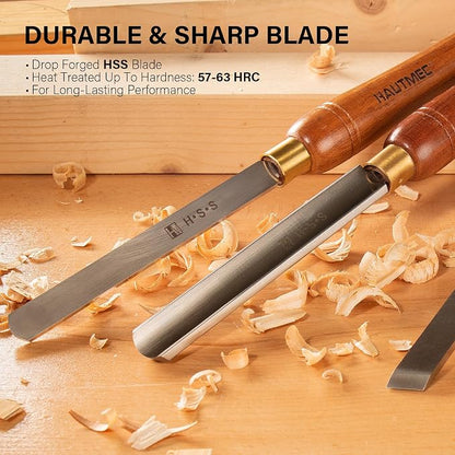 HAUTMEC Pro HSS Wood Lathe Turning Chisel Set 8 Pcs, Lathe Chisel Set - Image 3