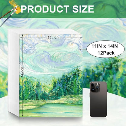 Canvases for Painting 11x14 Inch, 12 Pack Blank Painting Canvas Boards for - Image 2