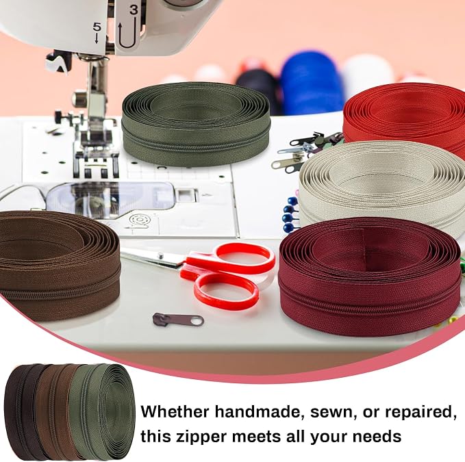 DOITEM 31 Yards 10 PCS Sewing Zippers #3 Nylon Coil Zippers Assorted Zipper - Image 5