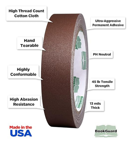 BookGuard 1 inch Premium Bookbinding Repair Cloth Tape, 15 Yards per Roll - Image 2