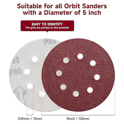 100 PCS 5 Inch Sanding Discs 600 Grit, Round Hook and Loop Sandpaper - Image 2