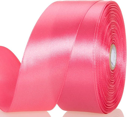 1 1/2 Inch Brink Pink Solid Satin Ribbon, 50 Yards Craft Fabric Ribbon by YASEO