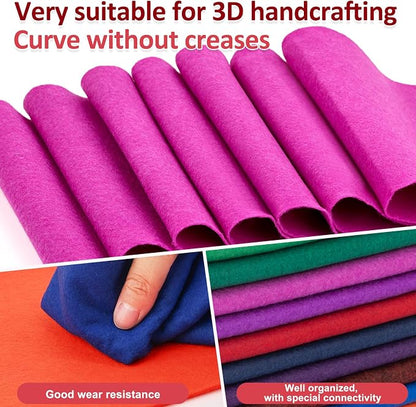 XSEINO 12 Rolls 8"x35" 1.4mm Thick Soft Felt Fabric Sheet 12 Assorted Dark - Image 5