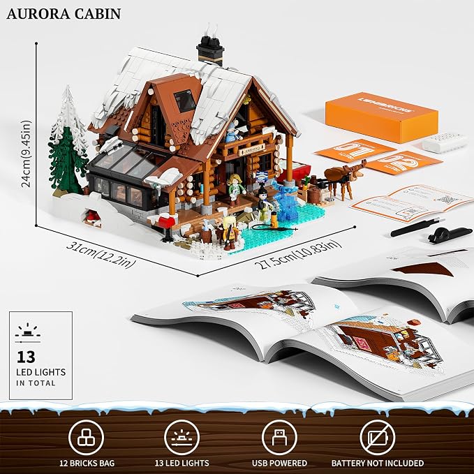 Aurora-Cabin Christmas Lighting-Building-Bricks Set - Image 6