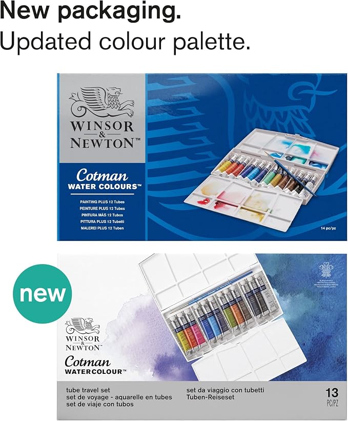 Winsor & Newton Cotman Watercolor Paint Set, 12 Colors, 8ml Tubes w/ Brush - Image 2