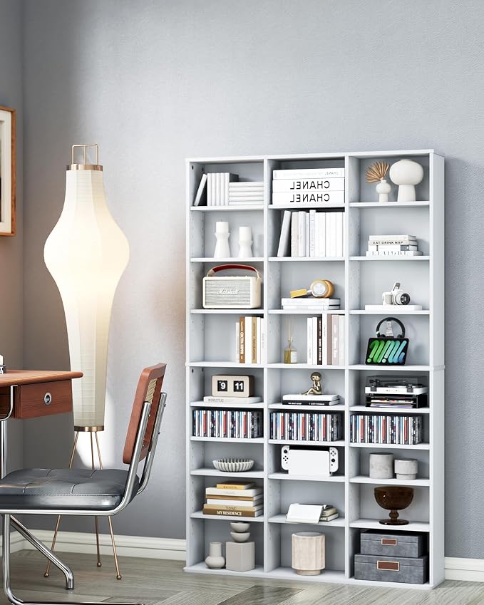 DVD Storage Shelf with Adjustable Shelves, 8-Tier Modern Media Tower - Image 4
