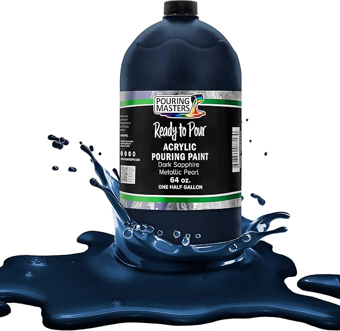 Pouring Masters Dark Sapphire Blue Metallic Iridescent Pearl Ready to Pour by USArtSupply
