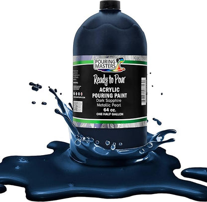 Pouring Masters Dark Sapphire Blue Metallic Iridescent Pearl Ready to Pour by USArtSupply
