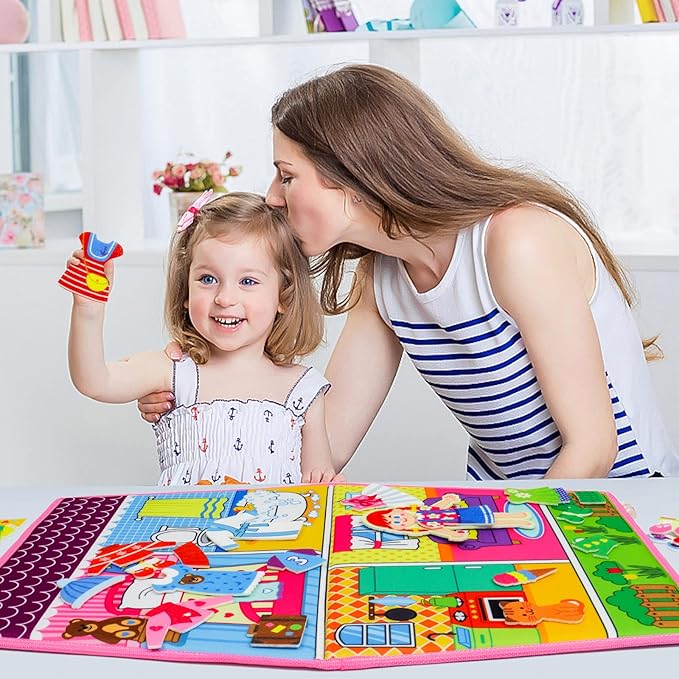 OKOOKO Dress Up House Felt Board 35PCS Double-Sided Foldable Dress Up Teaching - Image 4