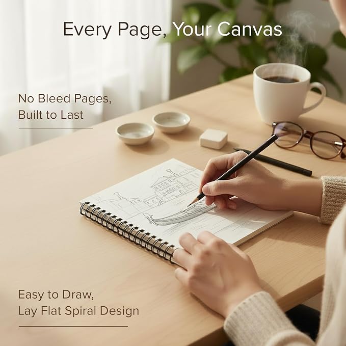 Artist’s Sketchbook Hardcover – 200GSM Very Thick Paper – Spiral Sketch Book - Image 3