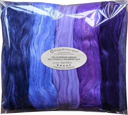 Merino Silk Luxe Tonal Designer Blend. Superfine Merino, Tussah Silk. Top Roving by LivingDreamsYarn