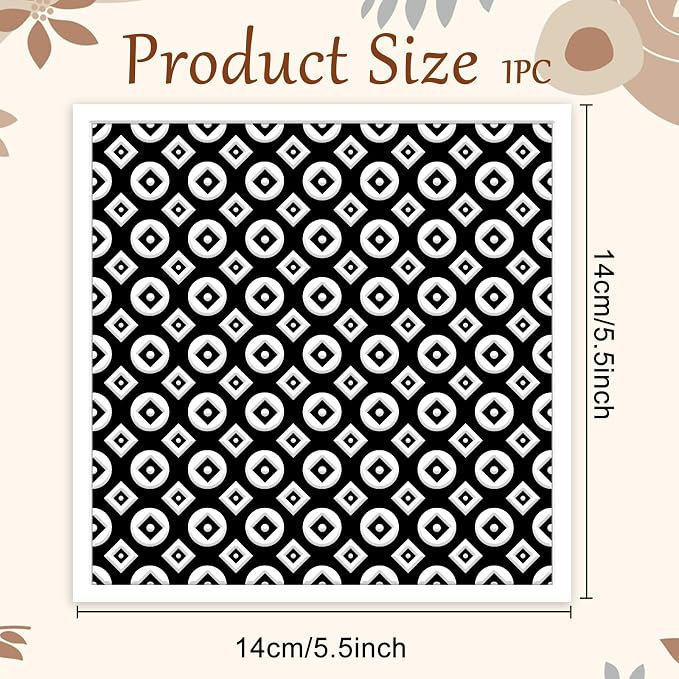CHGCRAFT Circle Square Polymer Clay Texture Sheets Geometric Silicone Texture - Image 2