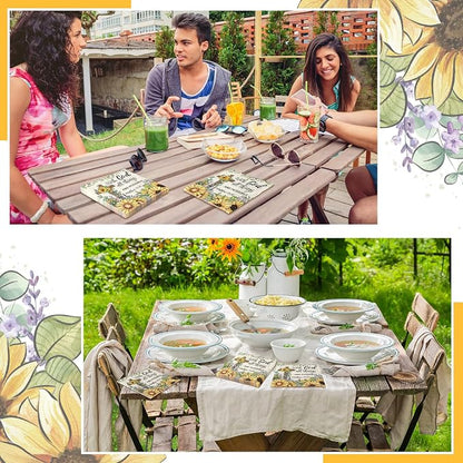 60 Pcs Sunflower Christian Cocktail Paper Napkins 6.5 x 6.5 Inches Disposable - Image 5