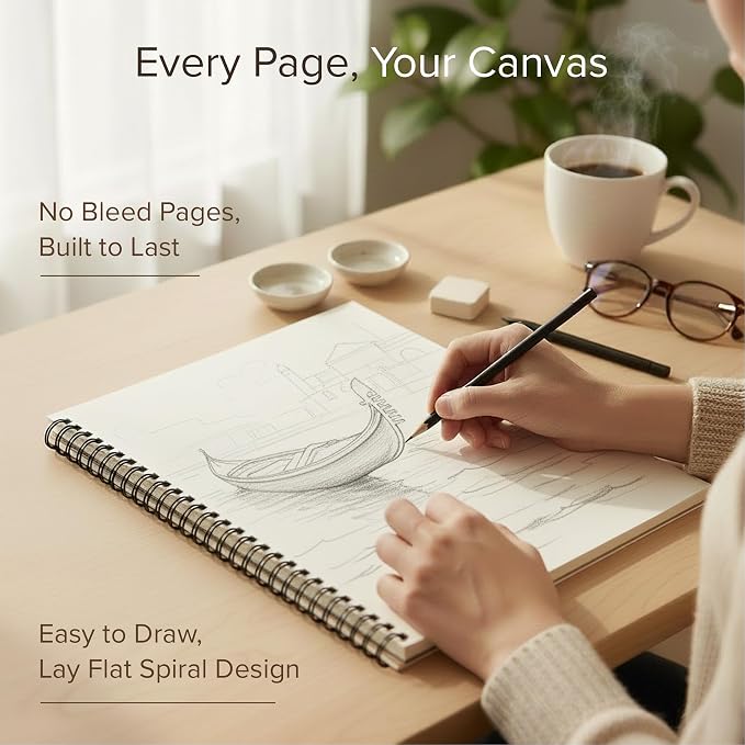Artist’s Sketchbook Hardcover – 200GSM Very Thick Paper – Large, Spiral Sketch - Image 3